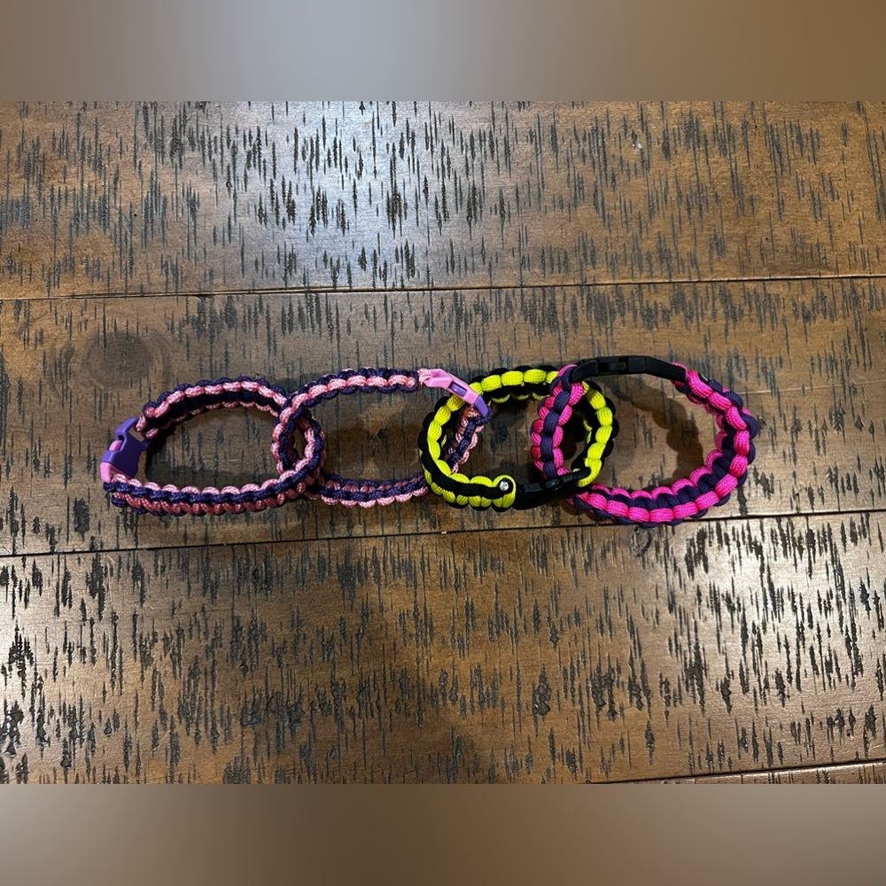 Set of Three handmade paracord bracelets